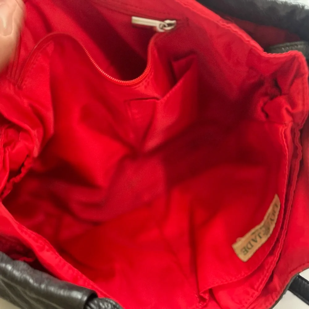 Lily jade diaper bag Black Leather with Red Lining
